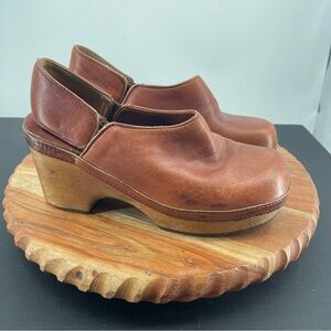 Vintage Zodiac Axel Heeled Clogs Womens sz 8 Brown Leather Mules